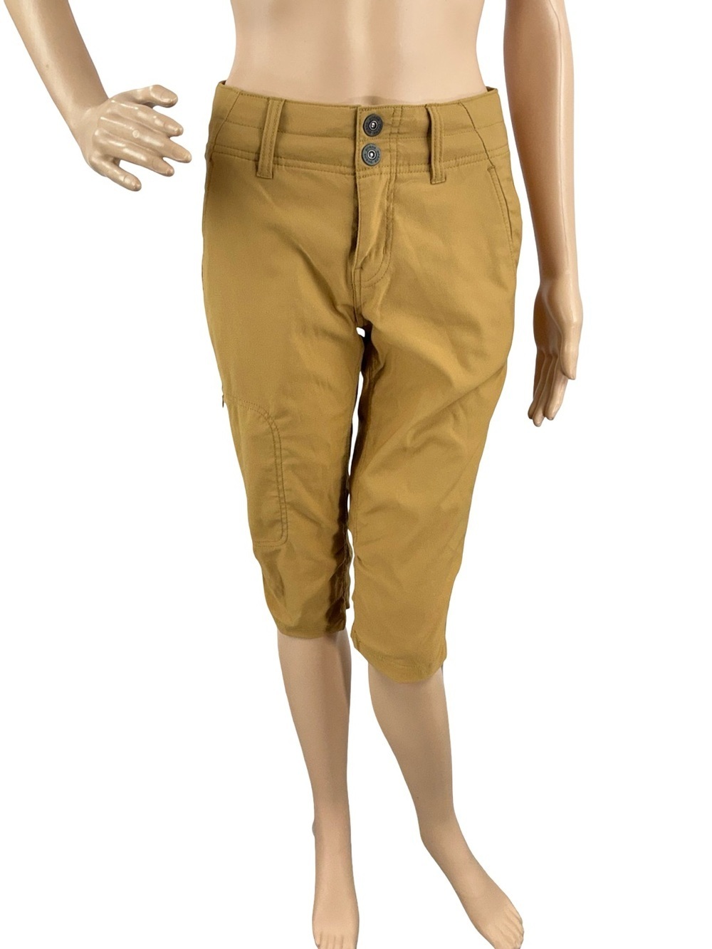 prAna Cropped Capri Hiking Pants Tan Travel Size 2